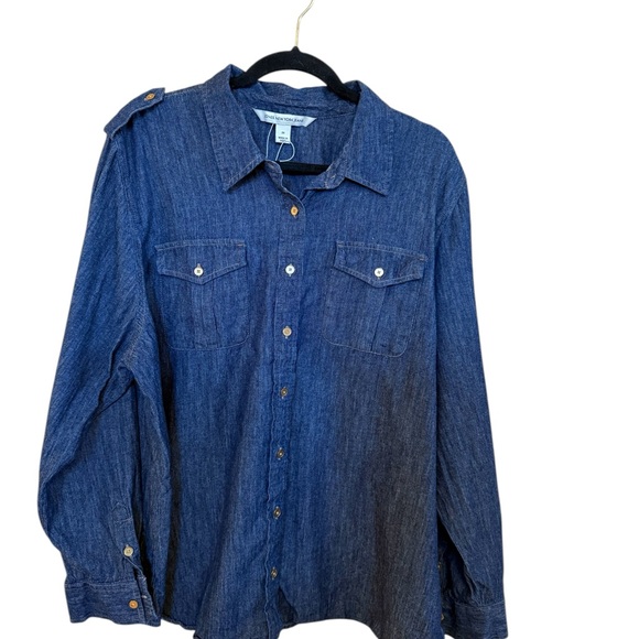 Jones New York Dark Blue Button-Down Top 2X - Picture 2 of 5